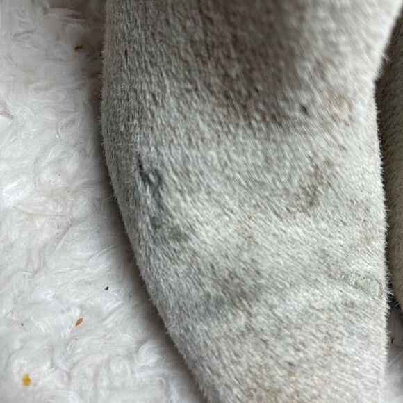 Leather Calf hair beige&gold snake skin pointed toe knee high heels boot… - Picture 12 of 14